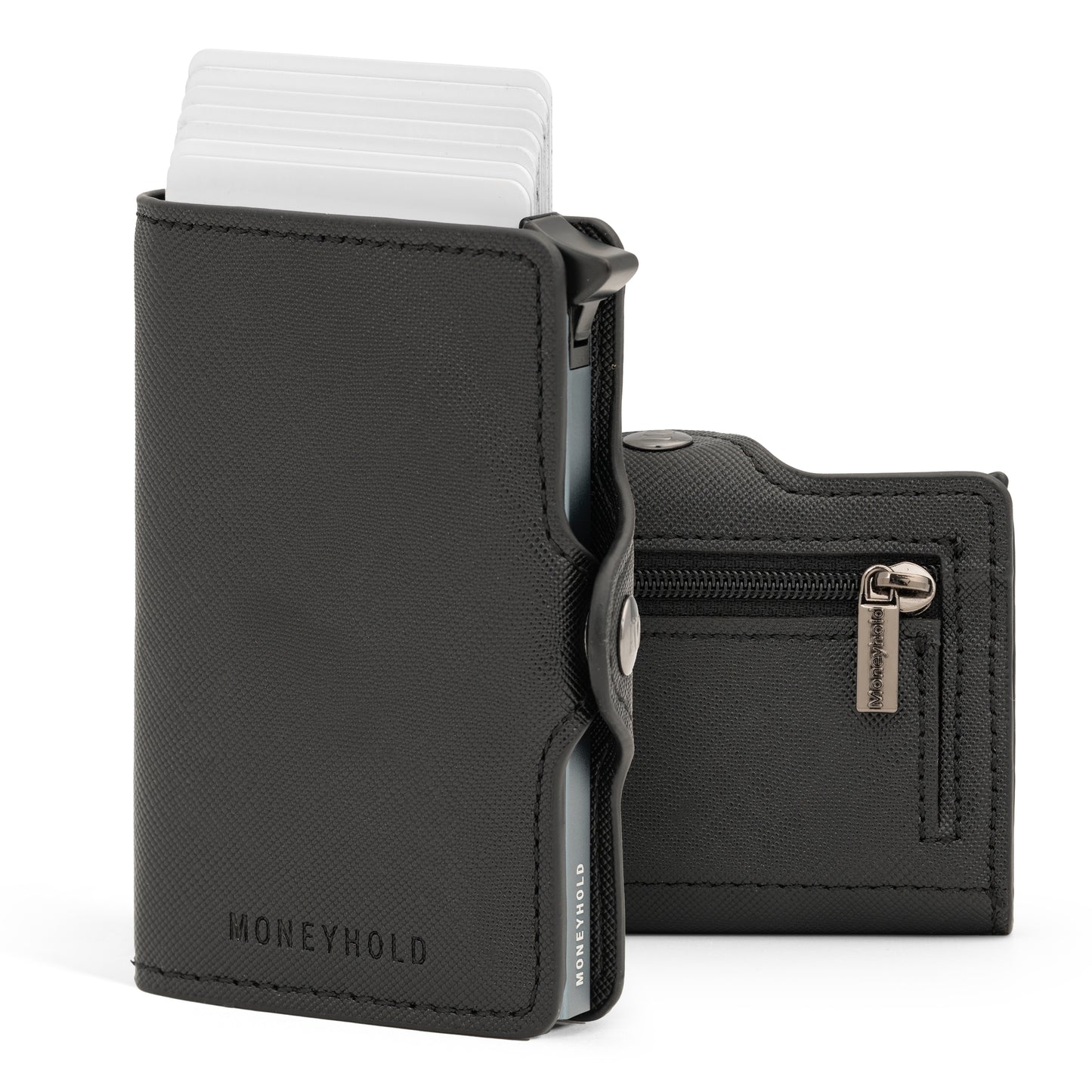 Porta Carte di Credito - Linea Smart / Nero Saffiano con Zip per Monete