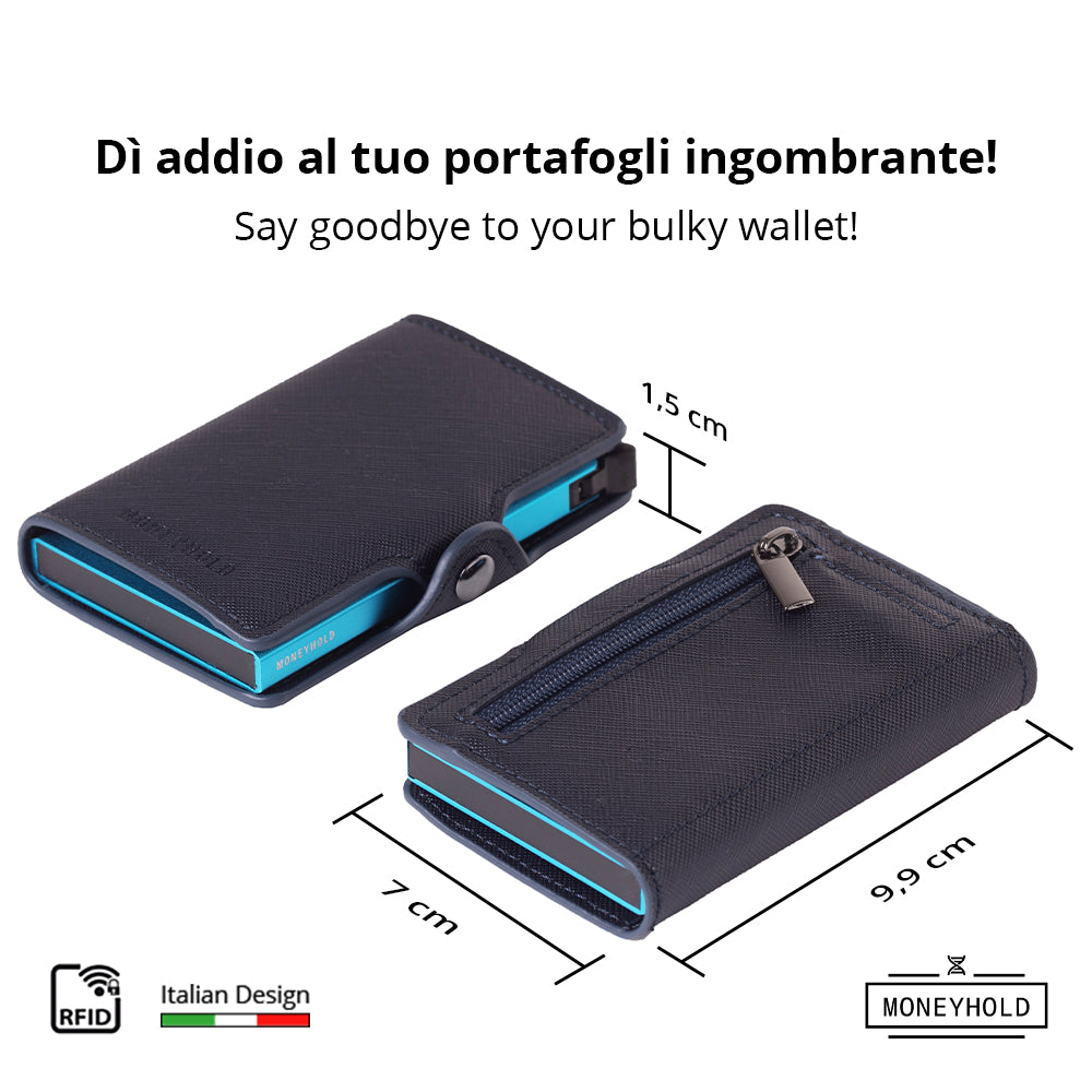 Porta Carte di Credito - Linea Smart / Blu Saffiano