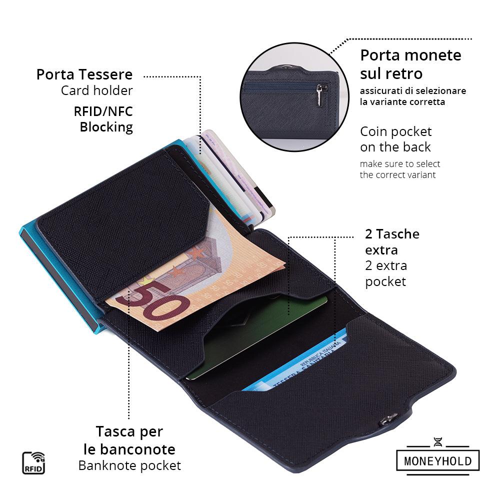 Porta Carte di Credito - Linea Smart / Blu Saffiano