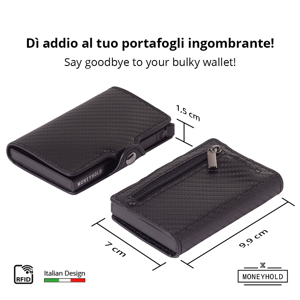 Porta Carte di Credito - Linea Smart - Carbon Nero/Nero