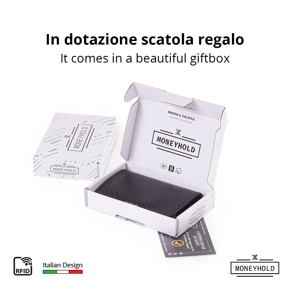 Porta Carte di Credito - Linea Smart - Carbon Nero/Nero