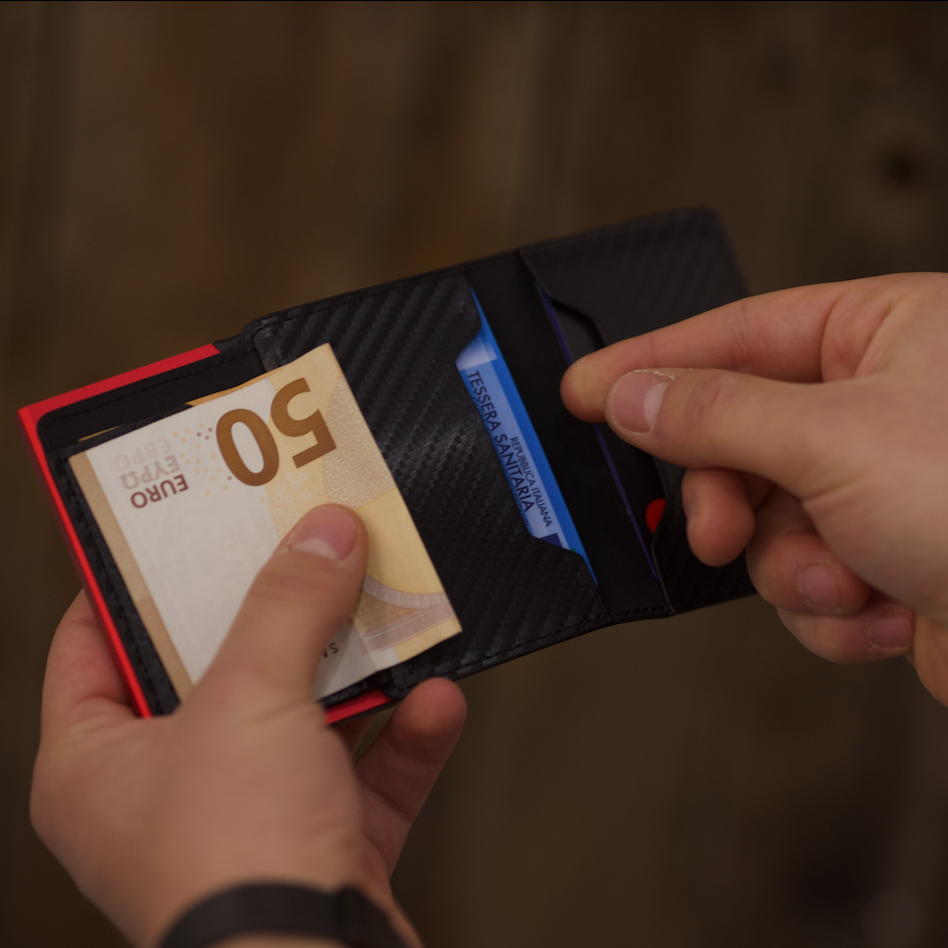 Porta Carte di Credito - Linea Smart - Carbon Nero/Nero