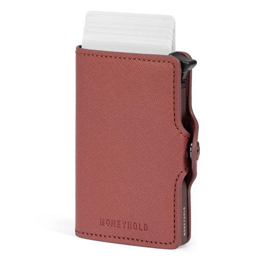 Porta Carte di Credito - Linea Smart / Bordeaux - Marrone con Zip per Monete
