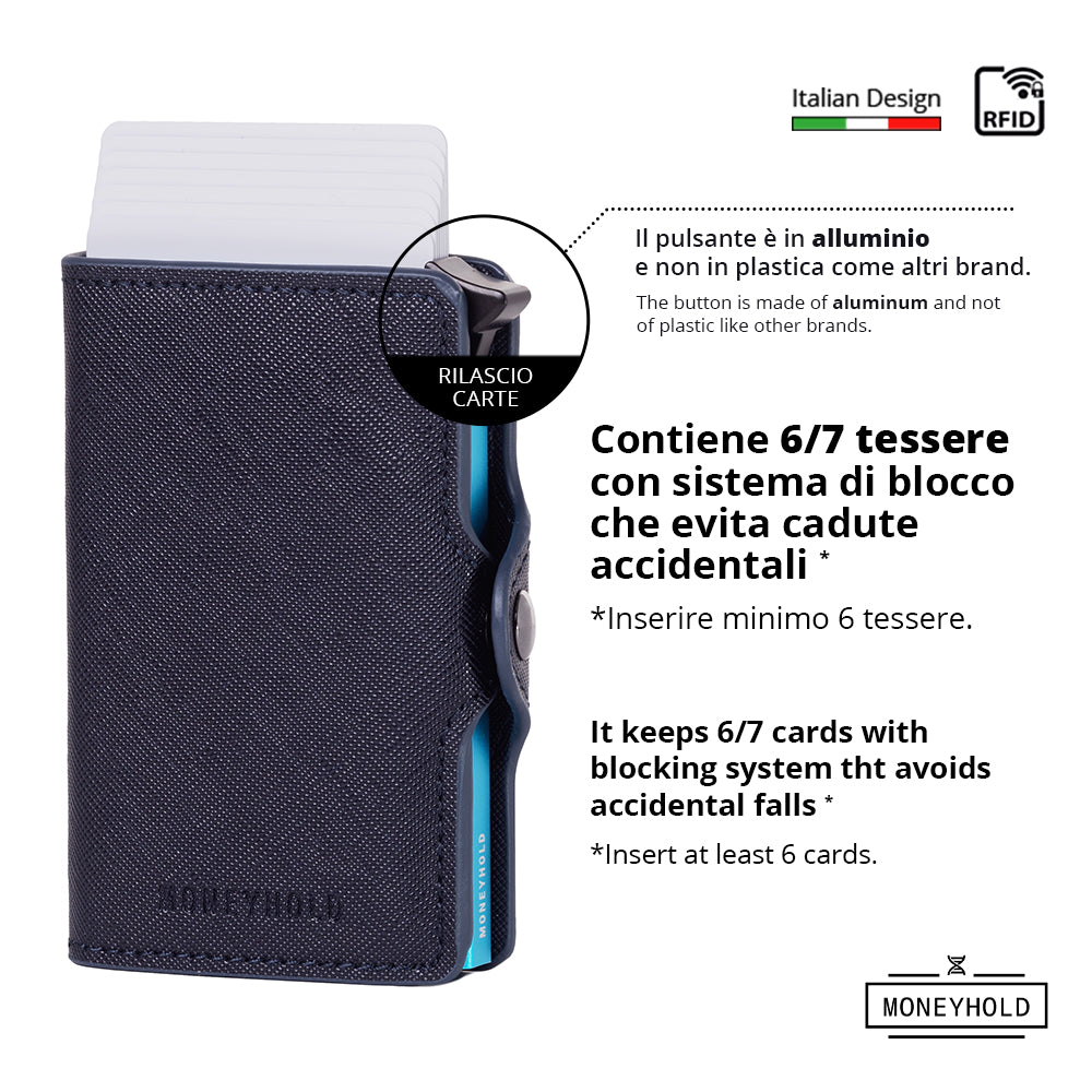 Porta Carte di Credito - Linea Smart / Blu Saffiano
