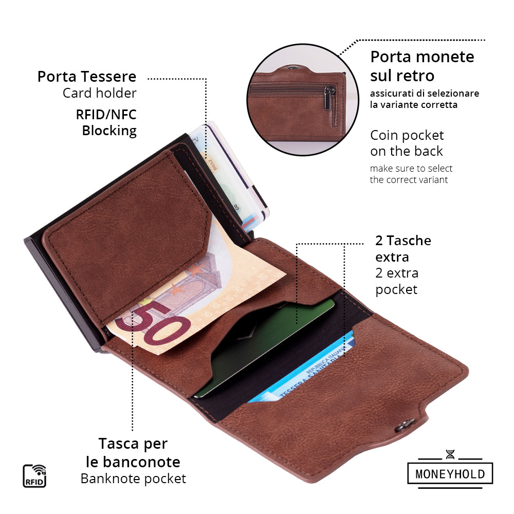 Porta Carte di Credito - Linea Smart / Marrone Vintage –