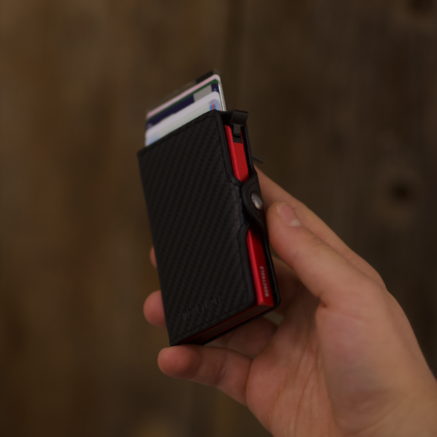 Moneyhold® Porta Carte Magnetico In Ecopelle Vegana Con Blocco RFID, Per IPhone E Android, Fino A 10 Carte, Sottile E Sicuro